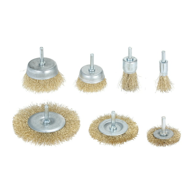 KKTOP 9 Sizes Brass Coated Wire Brush for Rust Paint Corrosion Removal Polishing 9 Packs Wire Drill Brush Sets 